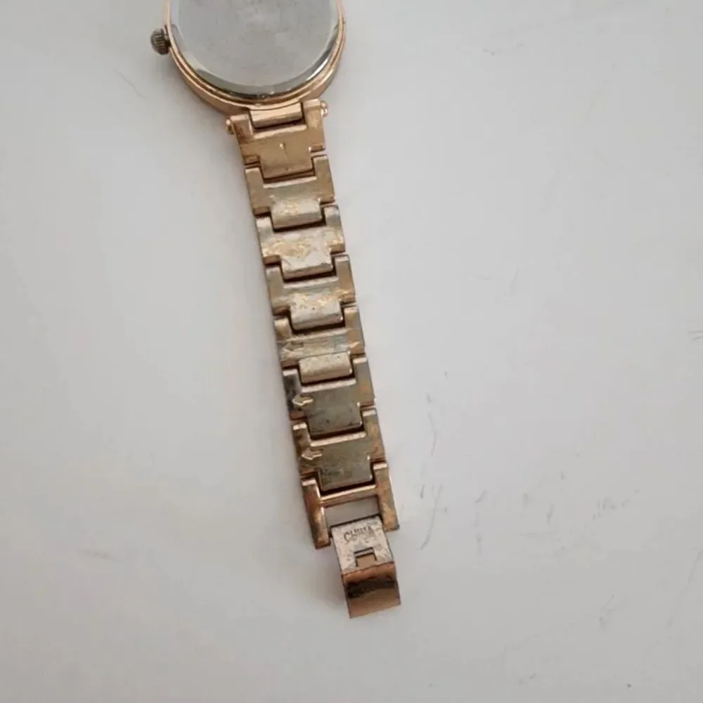 Gold Rose Quartz Analog Crystal Watch *flaw